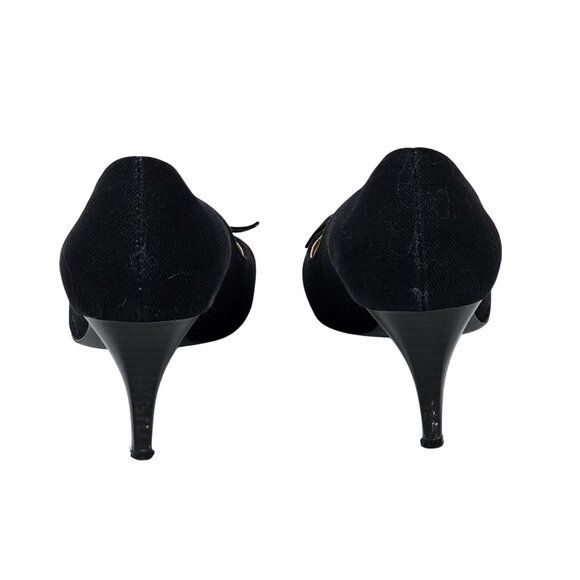 OpenToe Black Gold Sophisticated Elegant ModernChic Classy Pump 3" Heel Shoe 8.5 - Picture 11 of 15